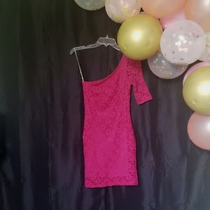 Body Central fuchsia lace one shoulder dress